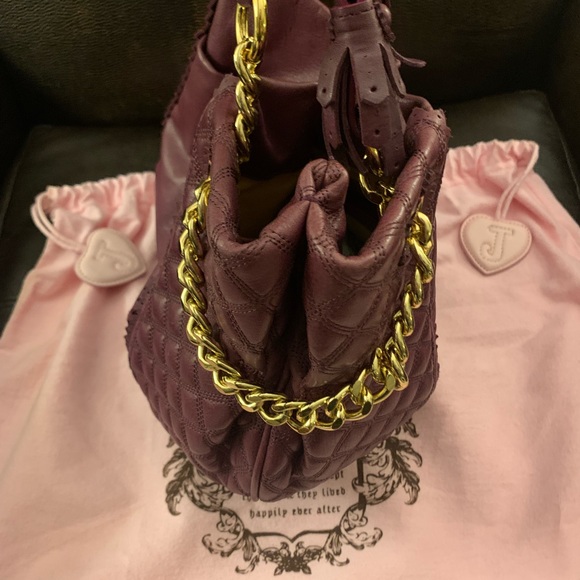 🎉FINAL PRICE🎉NWOT Juicy Couture Plum Quilted Leather Satchel, Artistic Details - Picture 14 of 14